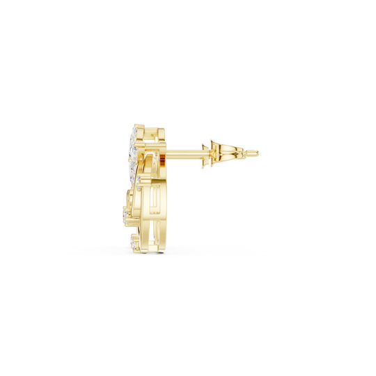 Side-Profile: Round Diamond Stud with Stud Setting in 14k Yellow Gold - Lab Grown - Driona Jewels