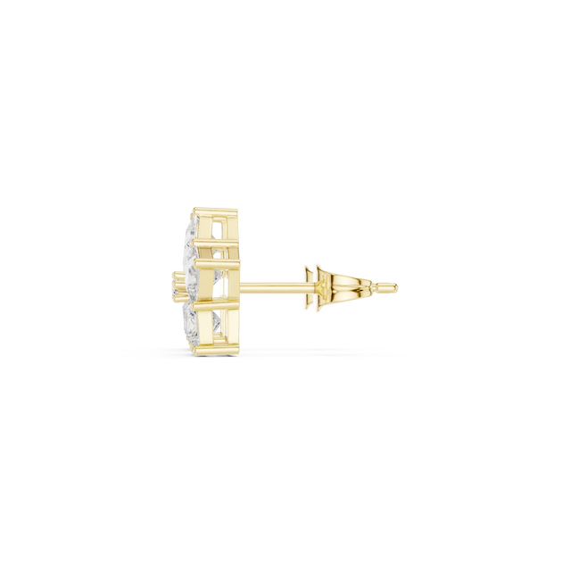 Side-Profile: Round Diamond Stud with Stud Setting in 14k Yellow Gold - Lab Grown - Driona Jewels