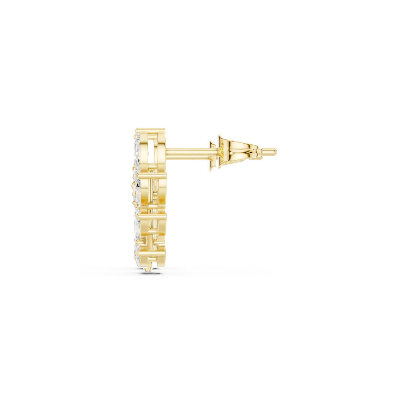 Side-Profile: Round Diamond Earring with Stud Setting in 14k Yellow Gold - Lab Grown - Driona Jewels