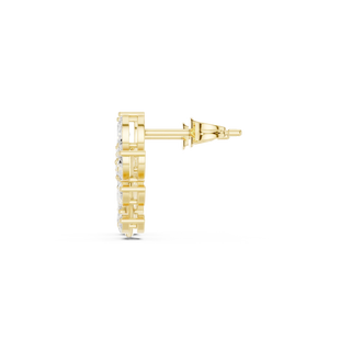 Side-Profile: Round Diamond Earring with Stud Setting in 14k Yellow Gold - Lab Grown - Driona Jewels