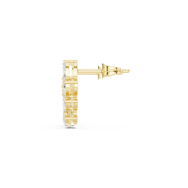 Side-Profile: Round Diamond Earring with Stud Setting in 14k Yellow Gold - Lab Grown - Driona Jewels