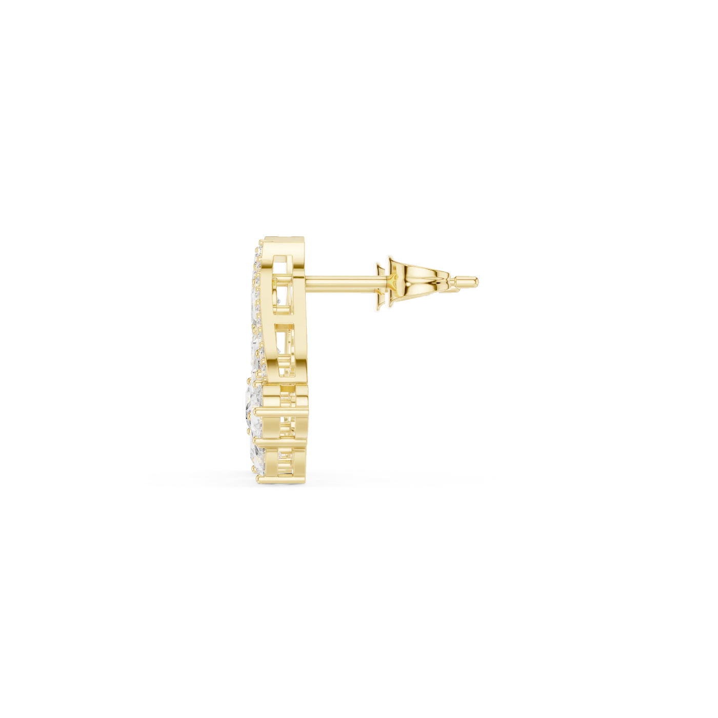 Side-Profile: Round Diamond Earring with Stud Setting in 14k Yellow Gold - Lab Grown - Driona Jewels