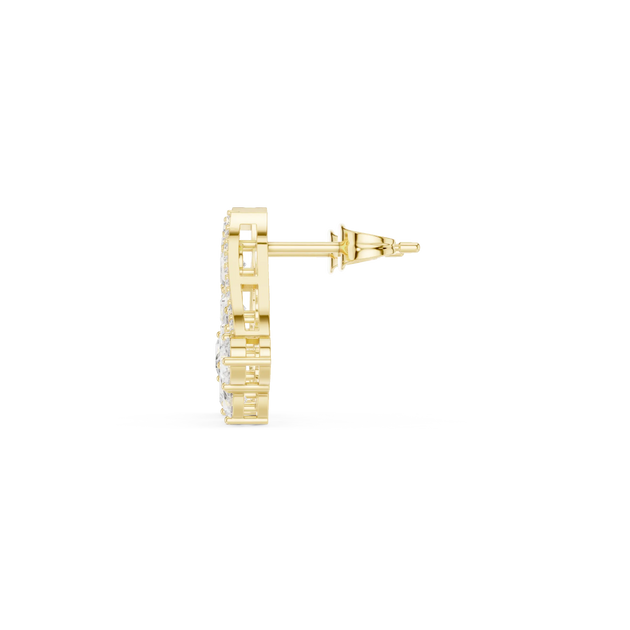 Side-Profile: Round Diamond Earring with Stud Setting in 14k Yellow Gold - Lab Grown - Driona Jewels