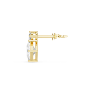 Side-Profile: Round Diamond Stud with Stud Setting in 14k Yellow Gold - Lab Grown - Driona Jewels