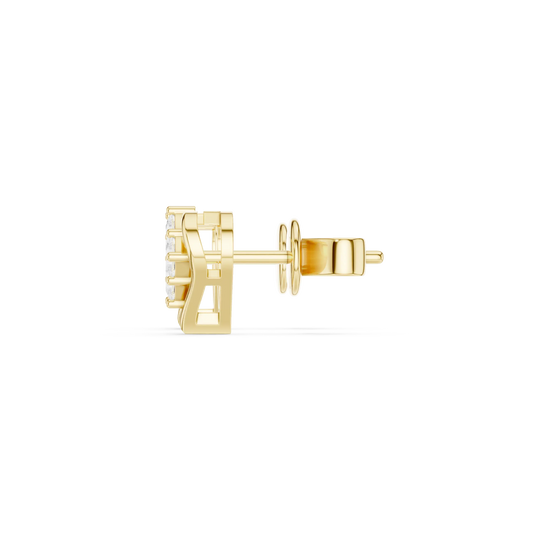Side-Profile: Round Diamond Stud with Stud Setting in 14k Yellow Gold - Lab Grown - Driona Jewels
