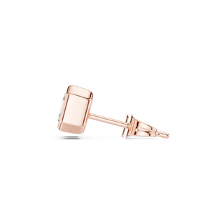 Side-Profile: Square Diamond Stud with Stud Setting in 14k Rose Gold - Lab Grown - Driona Jewels