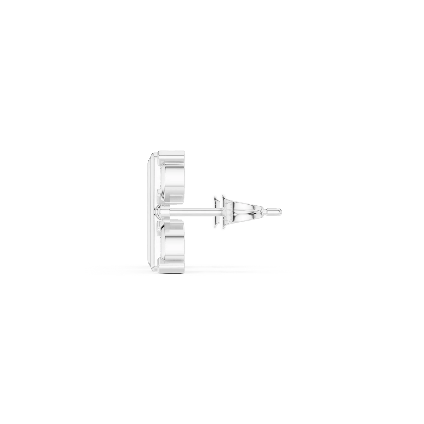 Side-Profile: Square Diamond Earring with Stud Setting in 925 Silver - Lab Grown - Driona Jewels