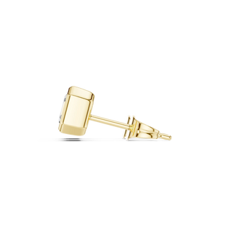 Side-Profile: Square Diamond Earring with Stud Setting in 14k Yellow Gold - Lab Grown - Driona Jewels