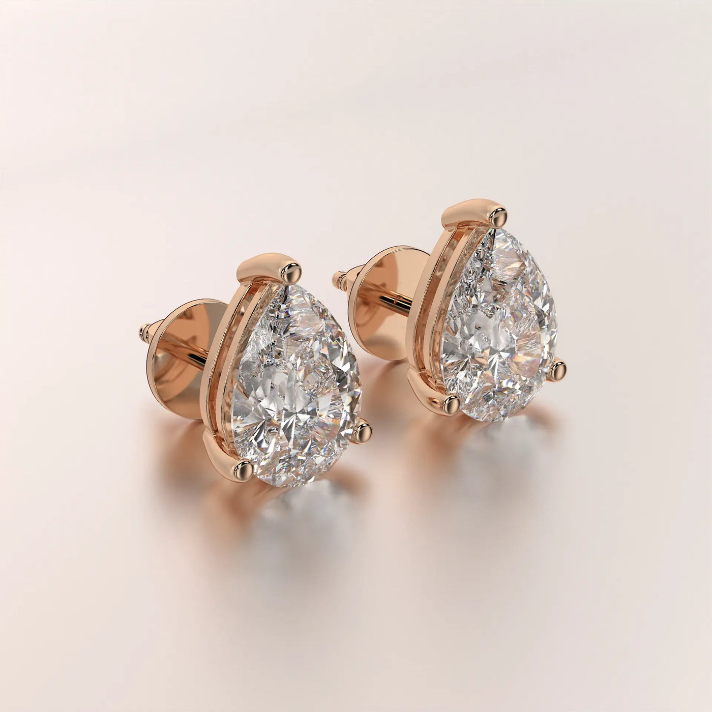 earring stud diamond rose gold 18k classic