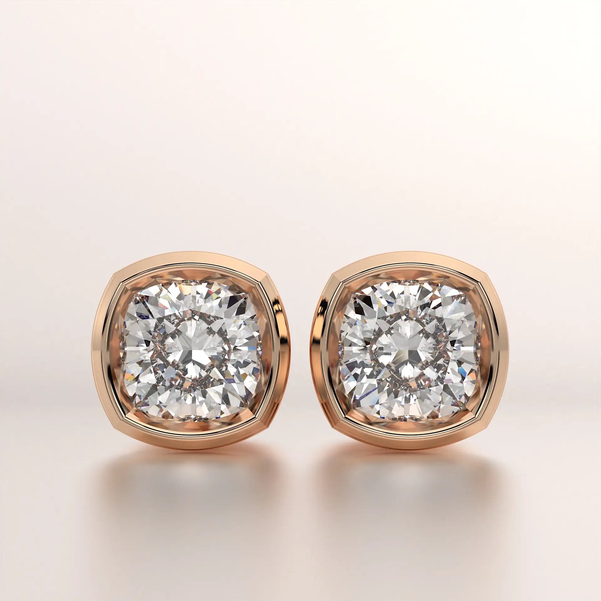 earring stud diamond rose gold 18k front
