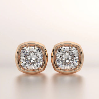 earring stud diamond rose gold 18k front