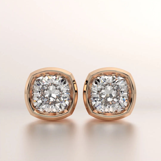 earring stud diamond rose gold 18k front