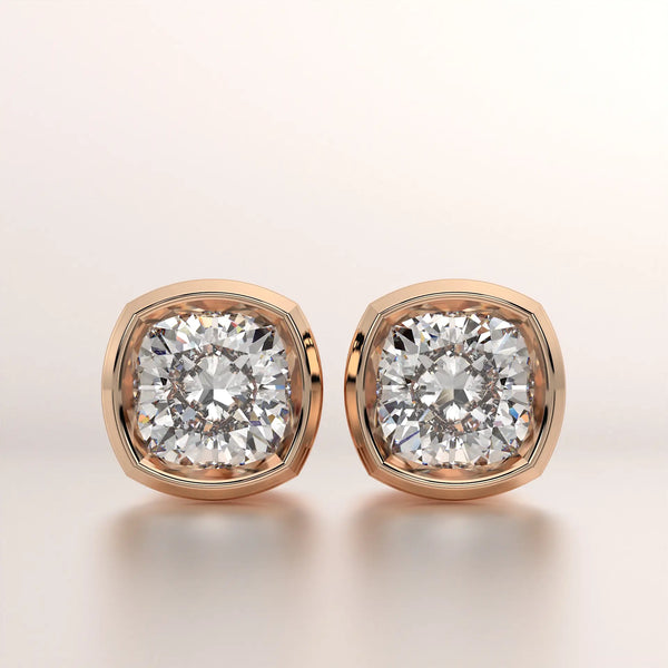 earring stud diamond rose gold 18k front