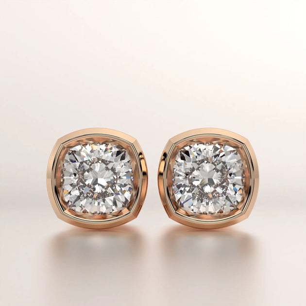 earring stud diamond rose gold 18k front