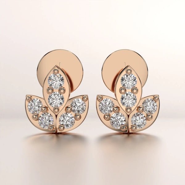 earring stud diamond rose gold 18k front