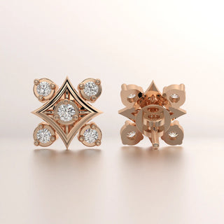 earring stud diamond rose gold 18k front
