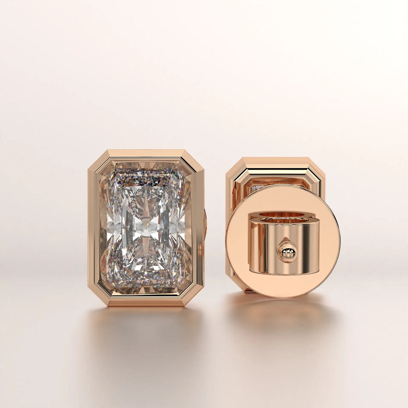 earring stud diamond rose gold 18k front