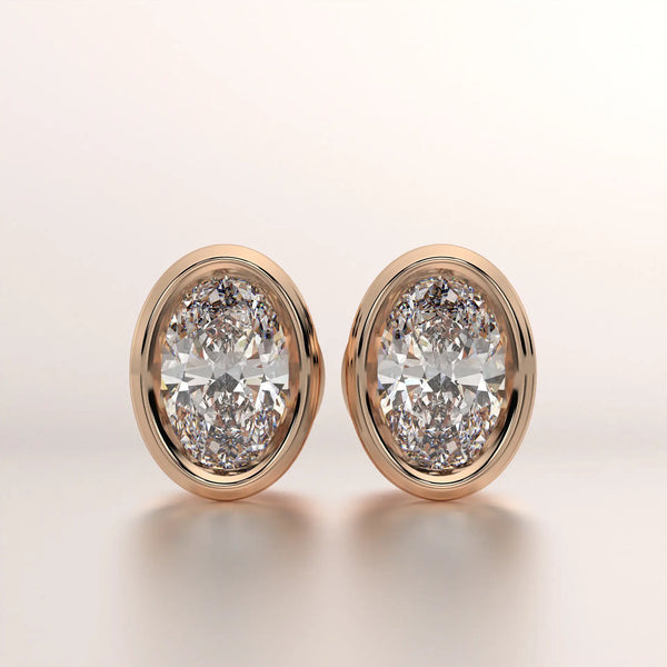 earring stud diamond rose gold 18k front