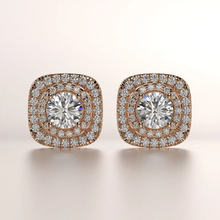 earring stud diamond rose gold 18k front