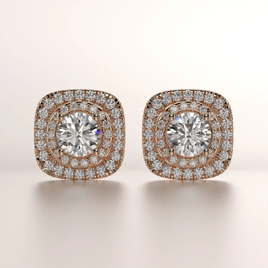 earring stud diamond rose gold 18k front