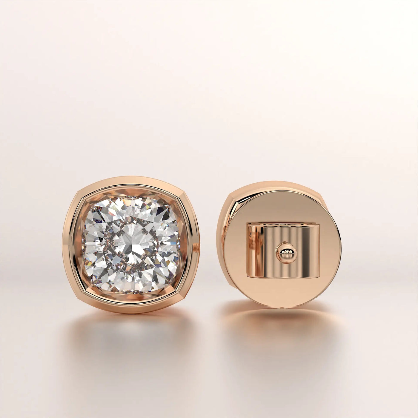 earring stud diamond rose gold 18k side profile