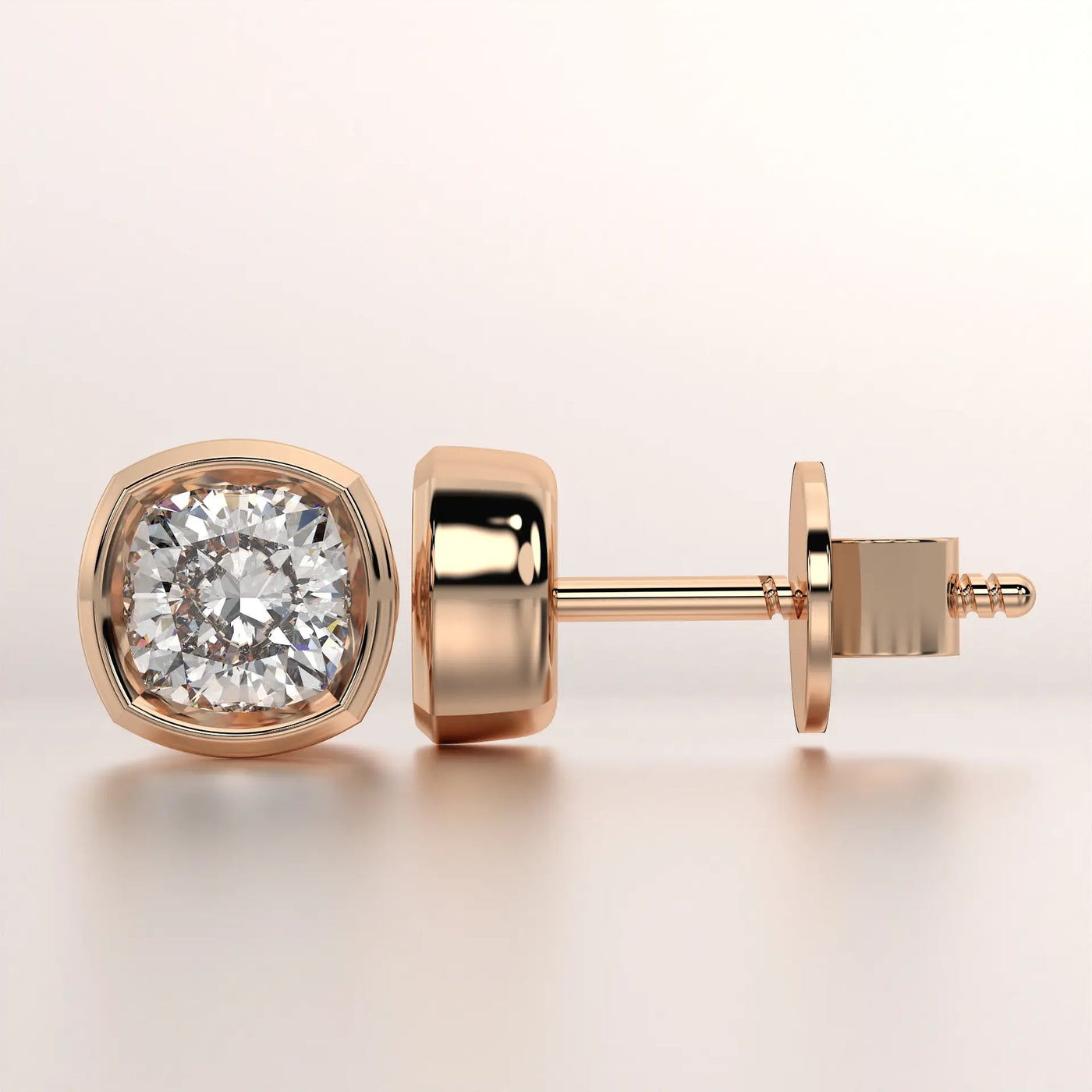 earring stud diamond rose gold 18k side profile