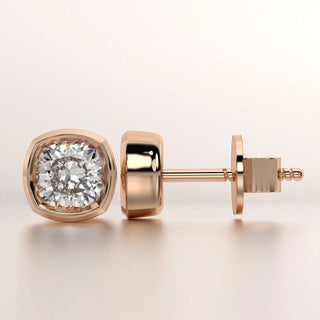 earring stud diamond rose gold 18k side profile