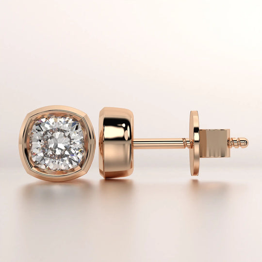 earring stud diamond rose gold 18k side profile