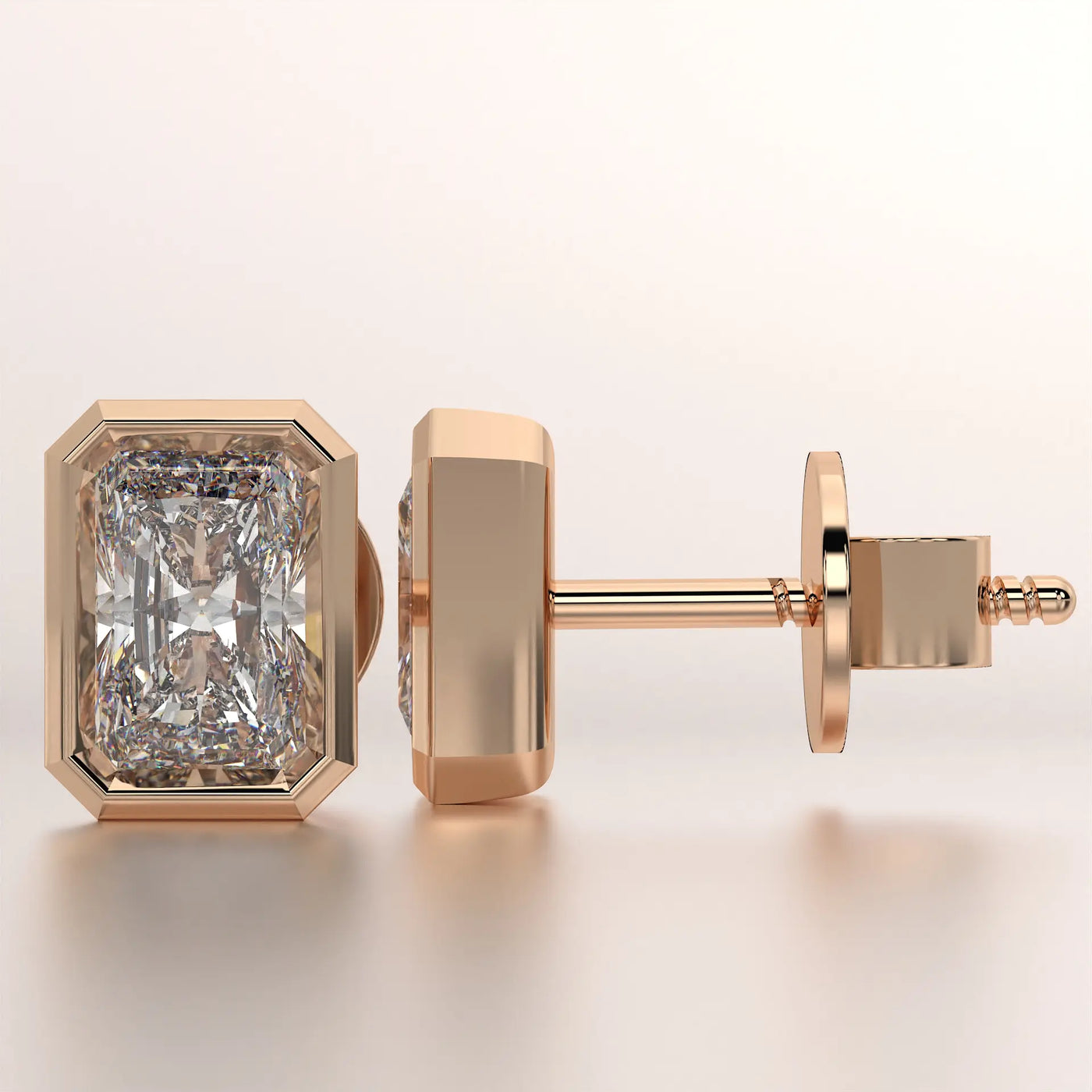 earring stud diamond rose gold 18k side profile
