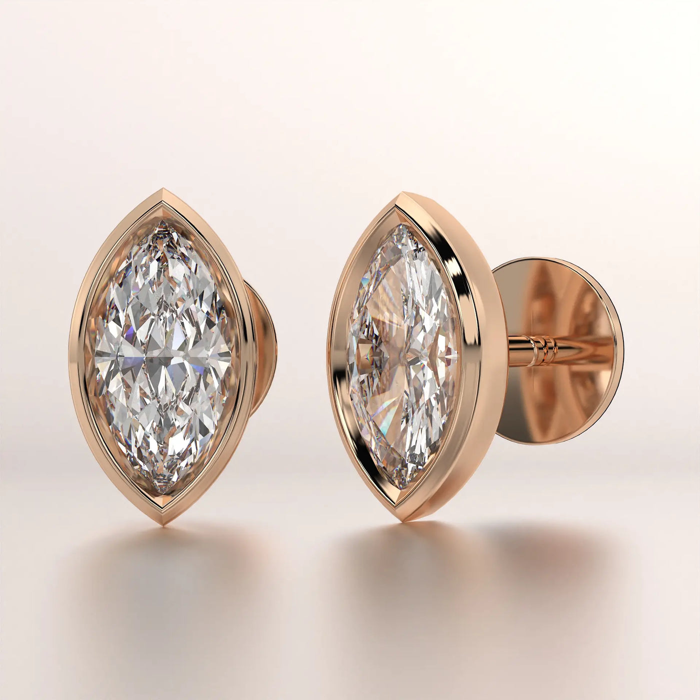 earring stud diamond rose gold 18k side view