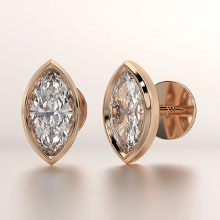 earring stud diamond rose gold 18k side view