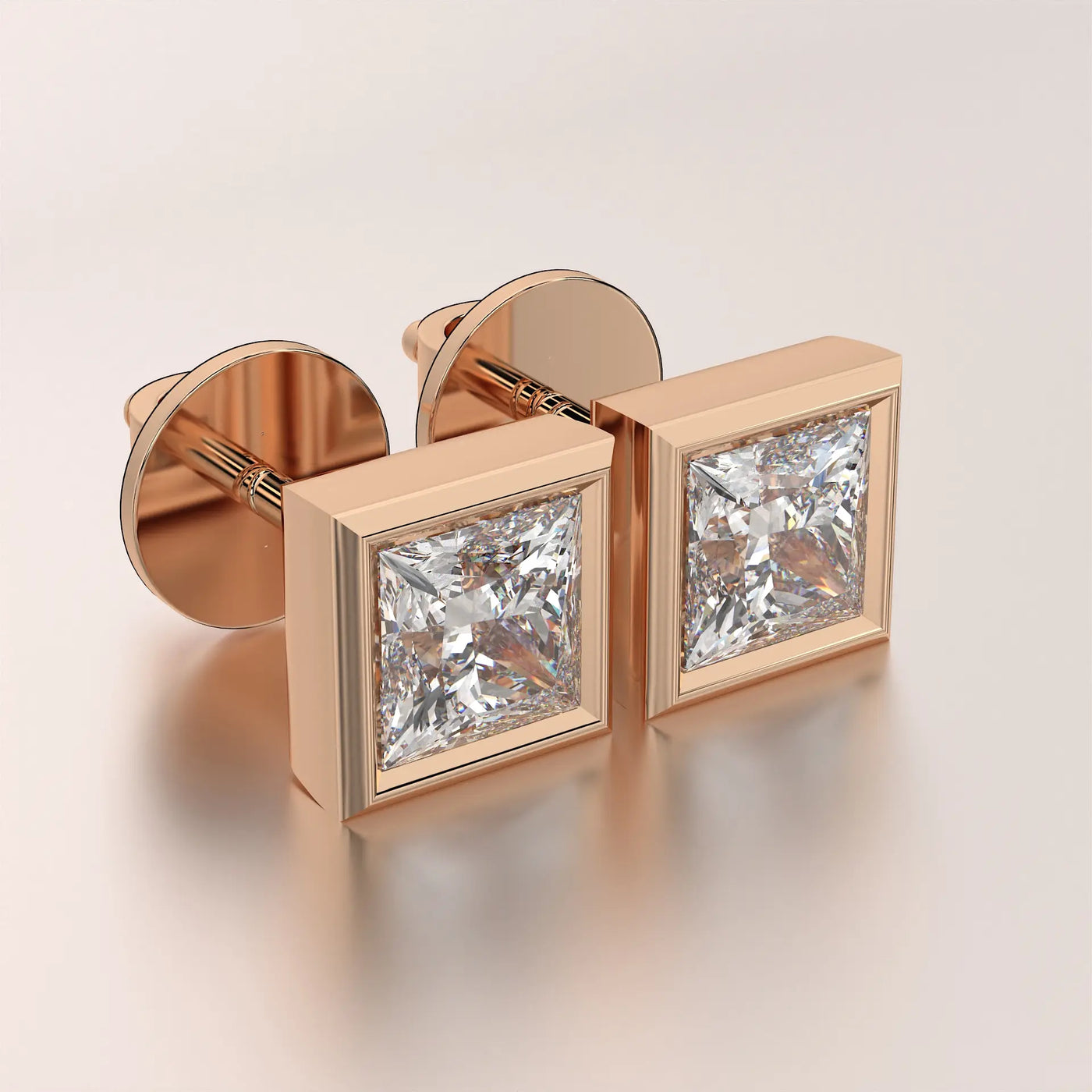 earring stud diamond rose gold base angle