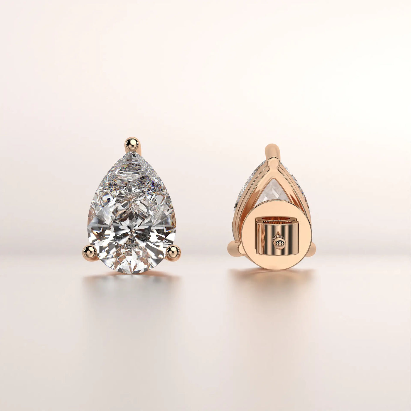 earring stud diamond rose gold base angled