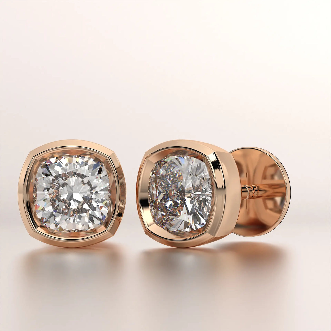 earring stud diamond rose gold base classic