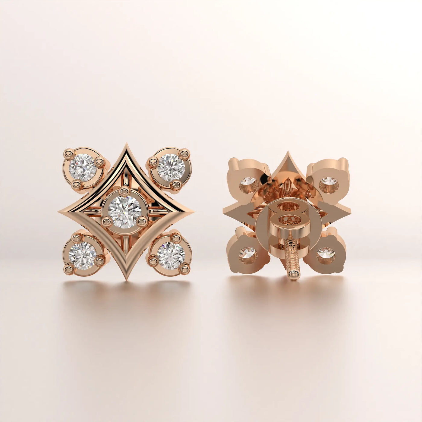 earring stud diamond rose gold base classic