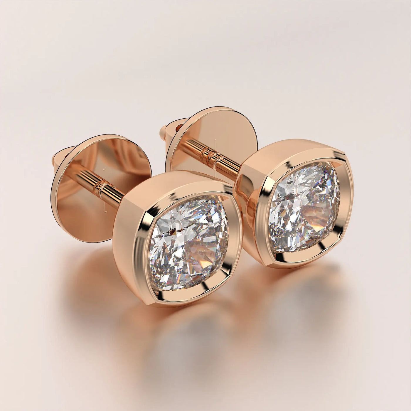 earring stud diamond rose gold base classic