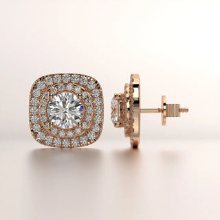 earring stud diamond rose gold base classic