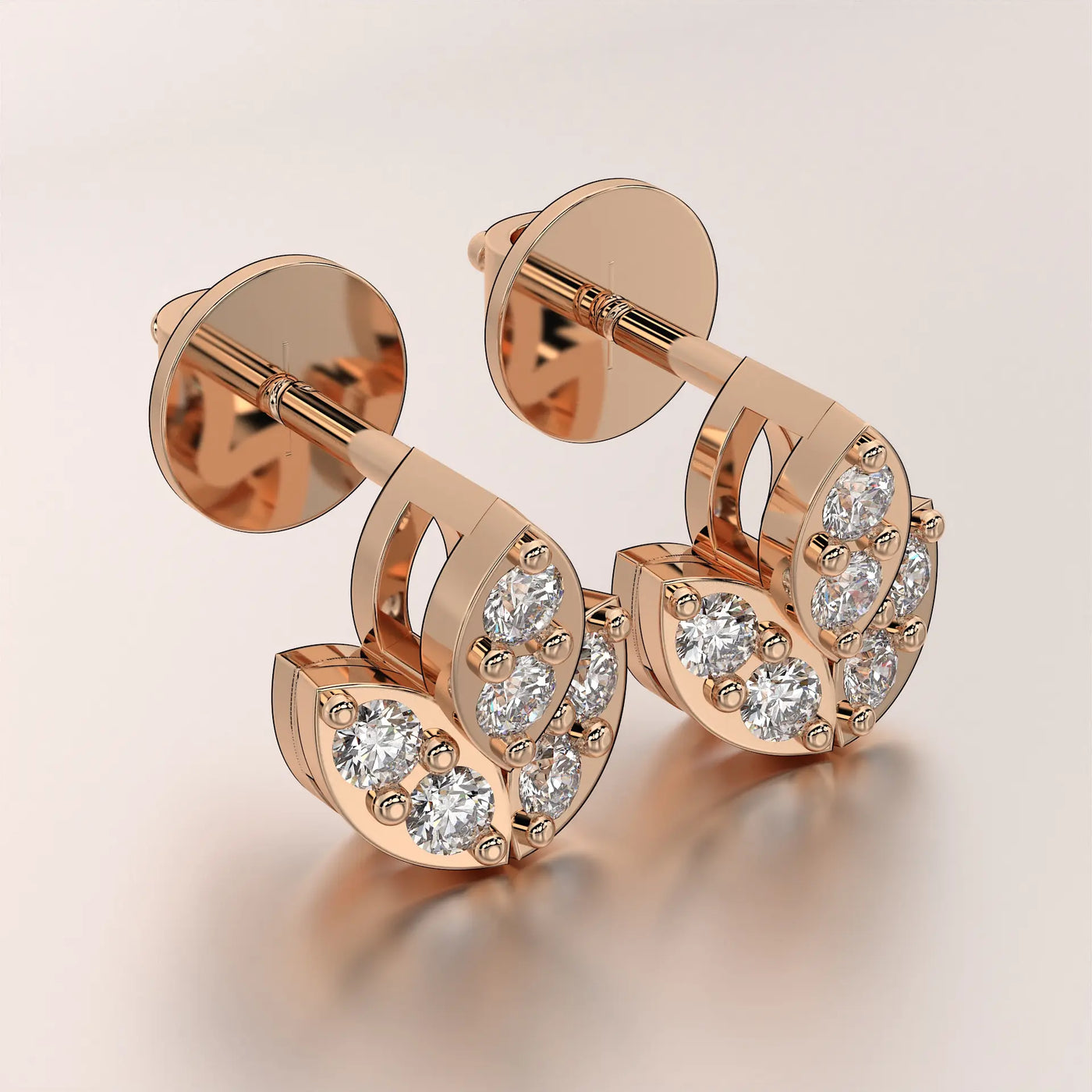 earring stud diamond rose gold base classic