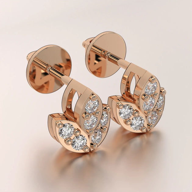 earring stud diamond rose gold base classic