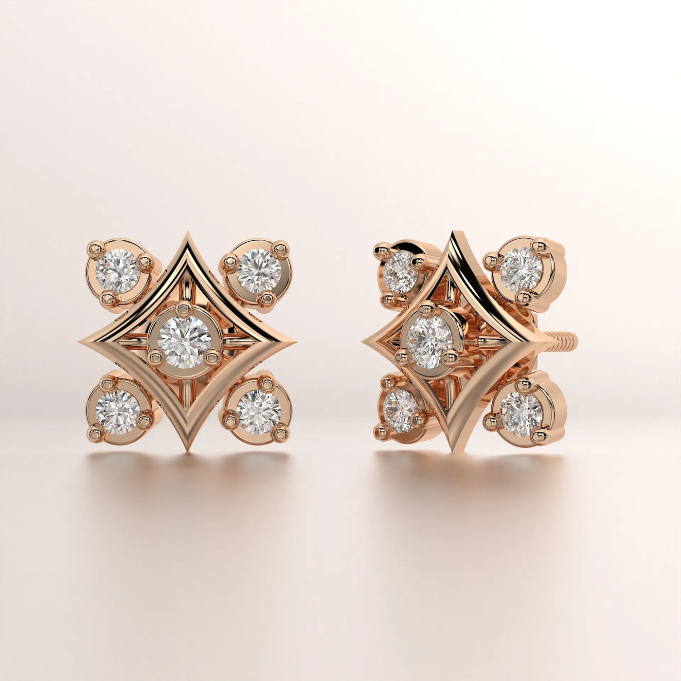 earring stud diamond rose gold base classic