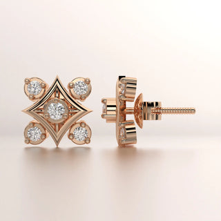 earring stud diamond rose gold base classic