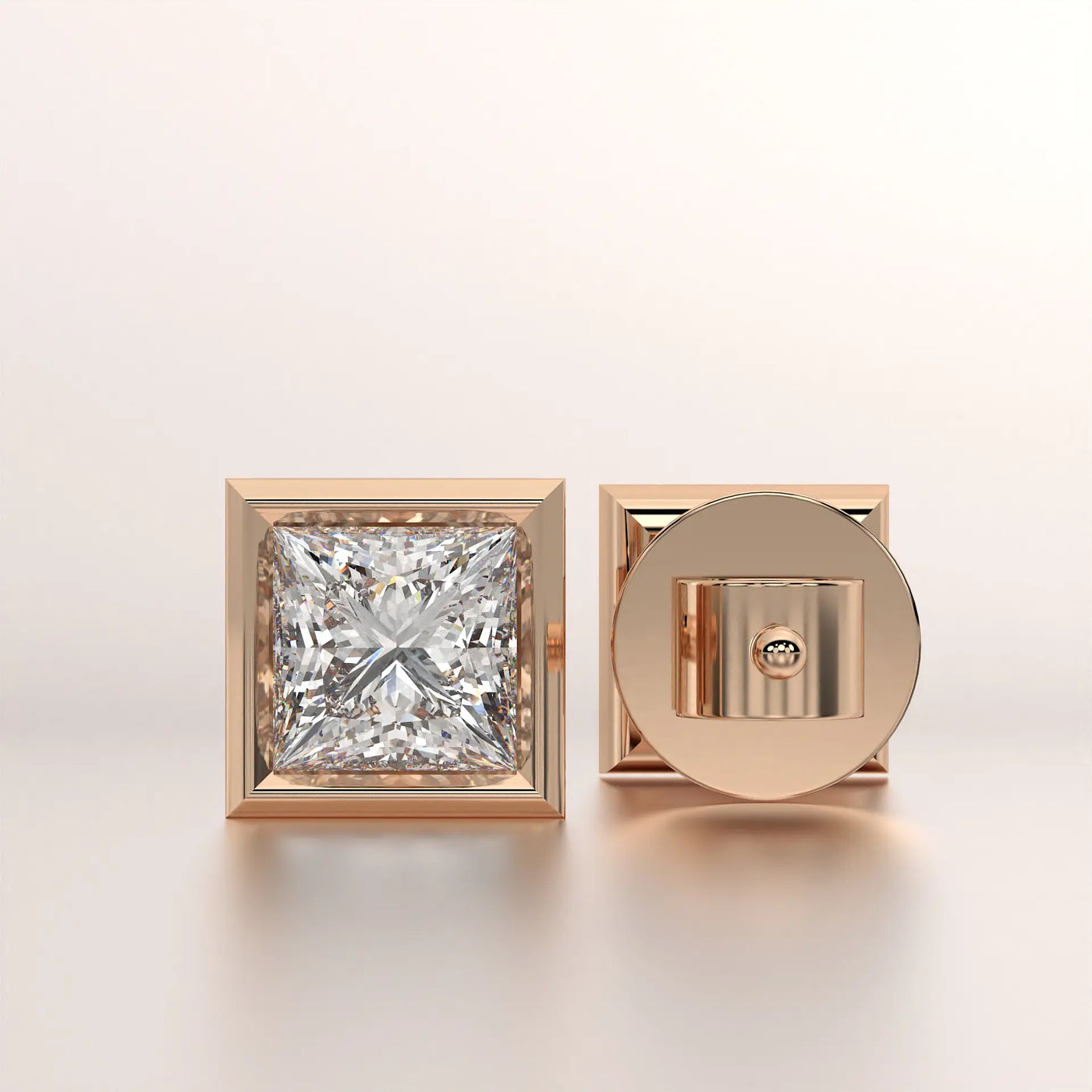 earring stud diamond rose gold base classic