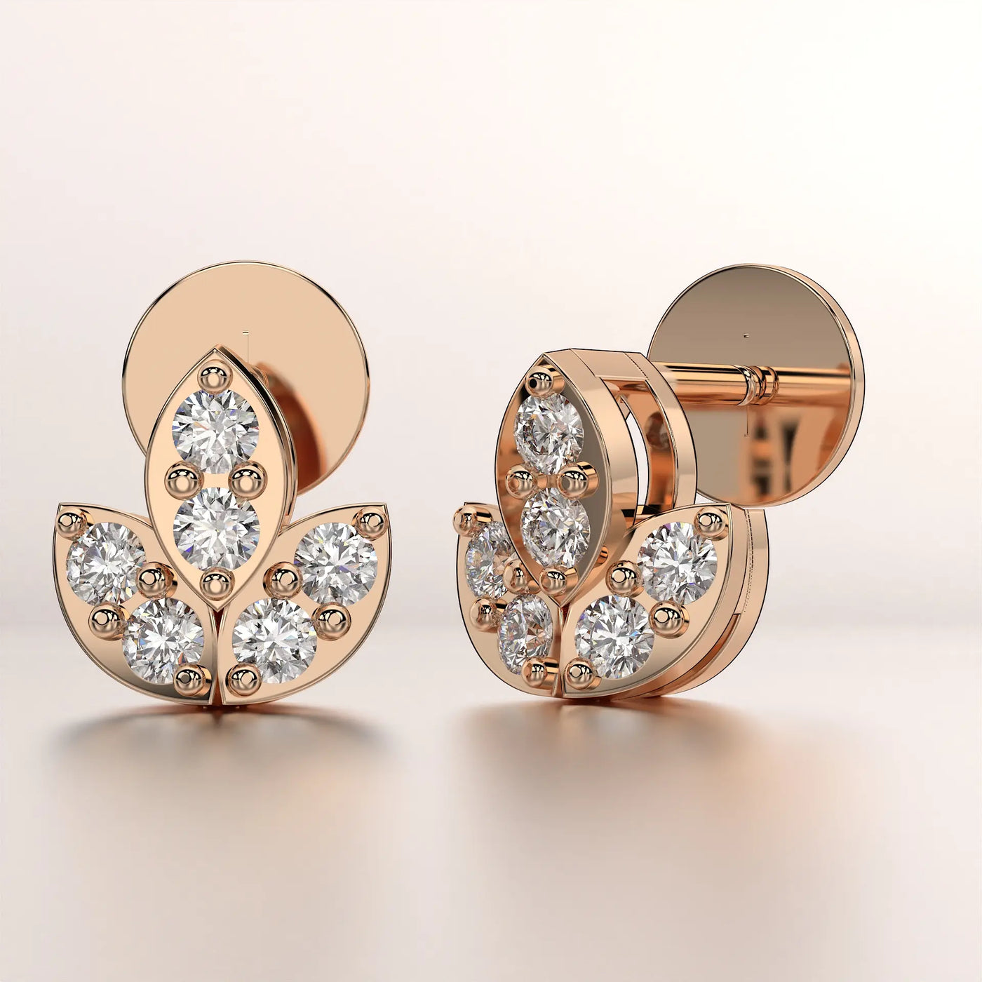 earring stud diamond rose gold base classic