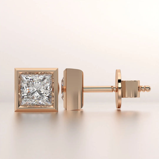 earring stud diamond rose gold base front