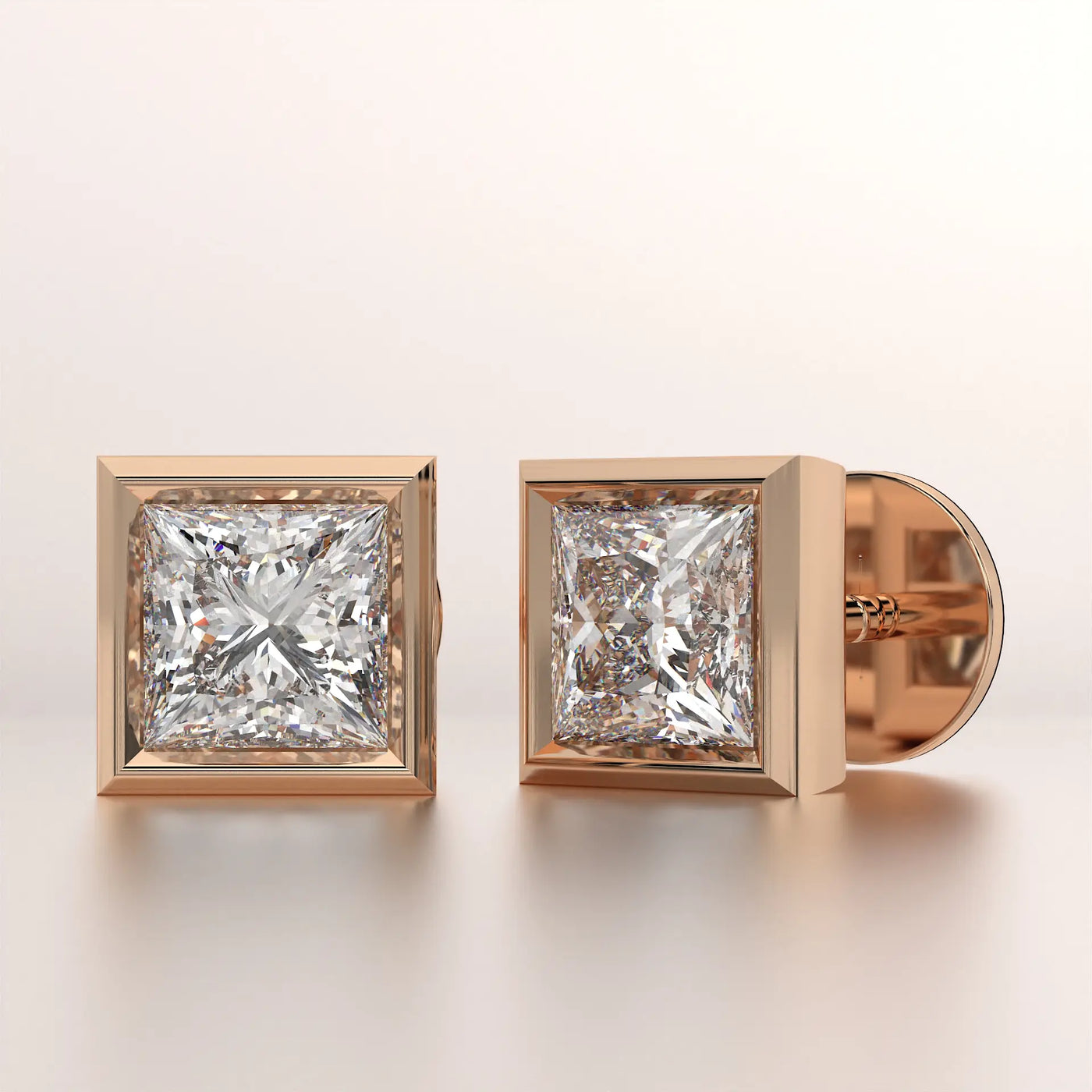 earring stud diamond rose gold base front
