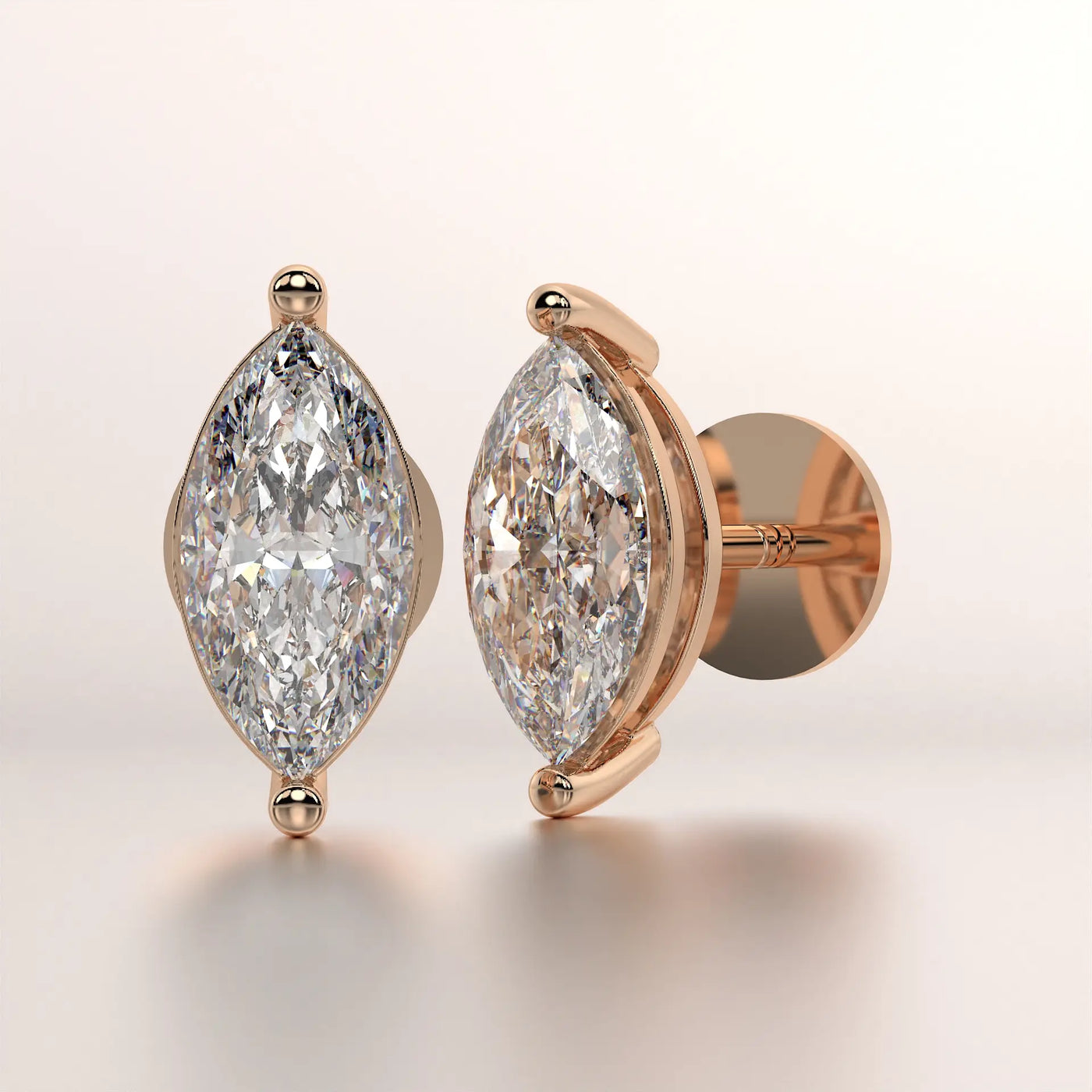 earring stud diamond rose gold base front