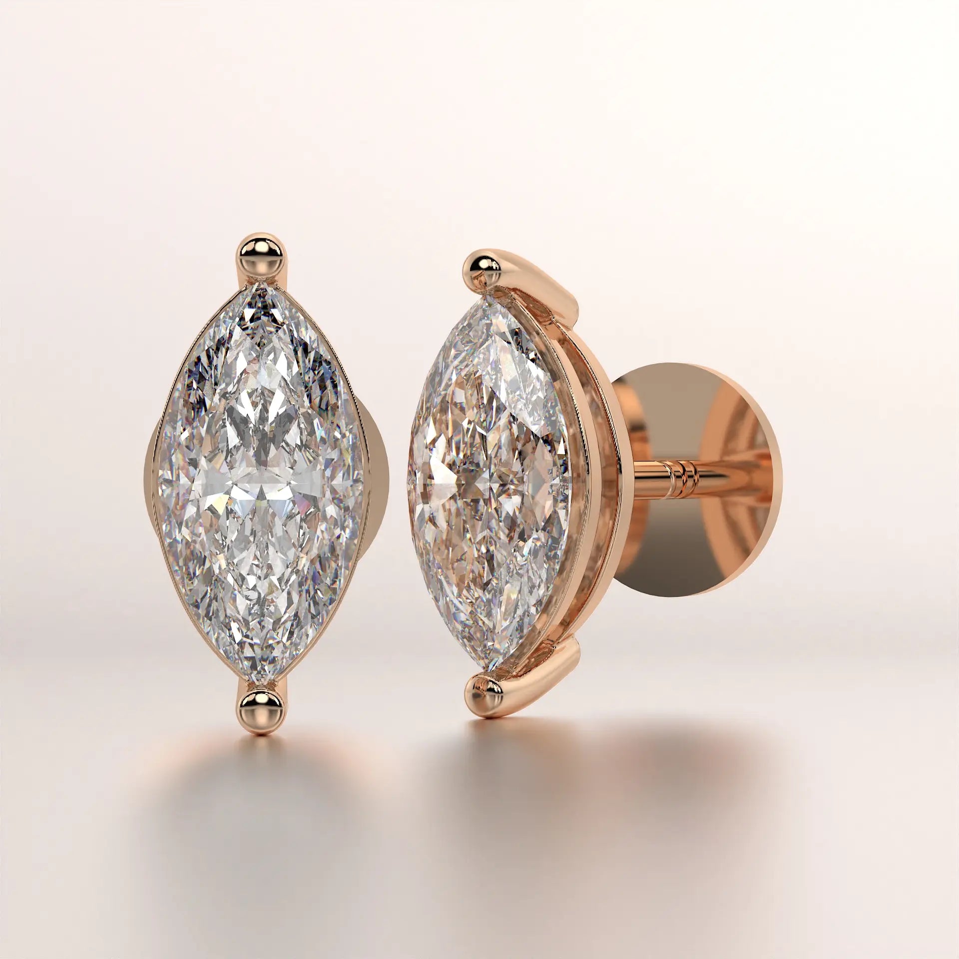 earring stud diamond rose gold base front