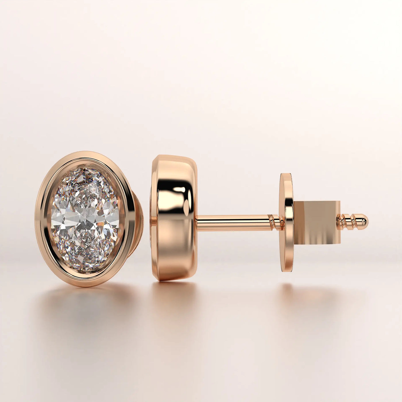 earring stud diamond rose gold base side profile