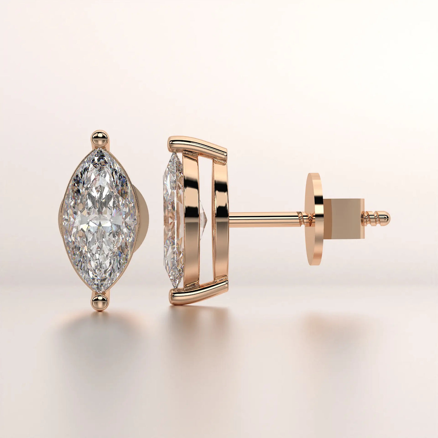 earring stud diamond rose gold base side profile