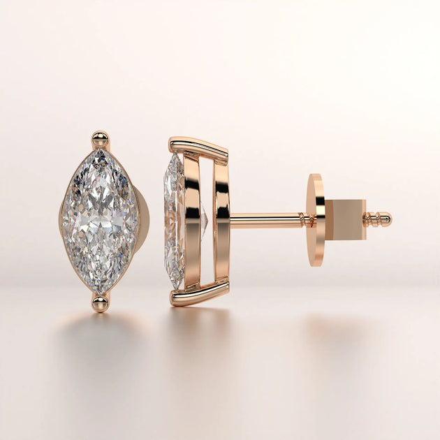 earring stud diamond rose gold base side profile